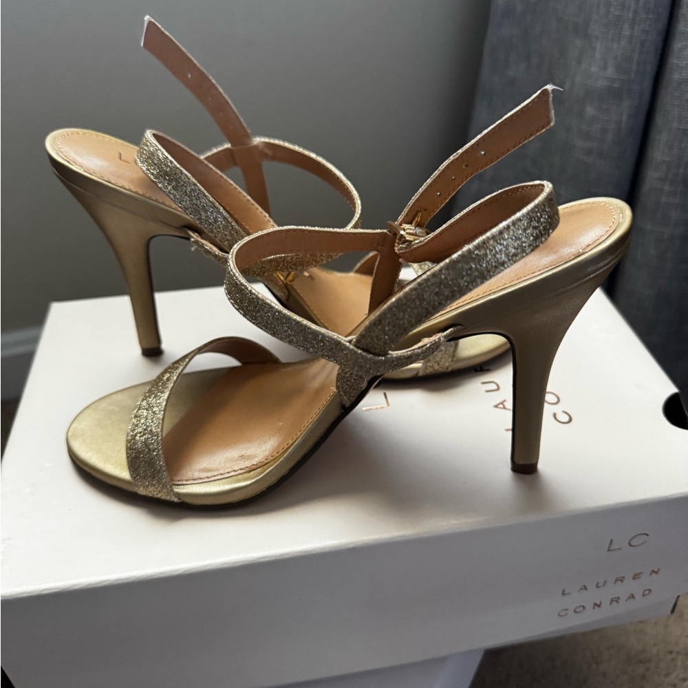 LC Lauren Conrad Gold Stiletto Heels